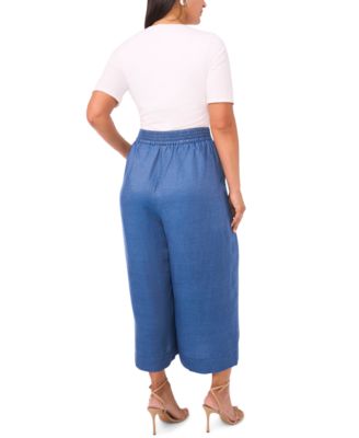 Plus Size Smocked Waist Wide Leg Pants