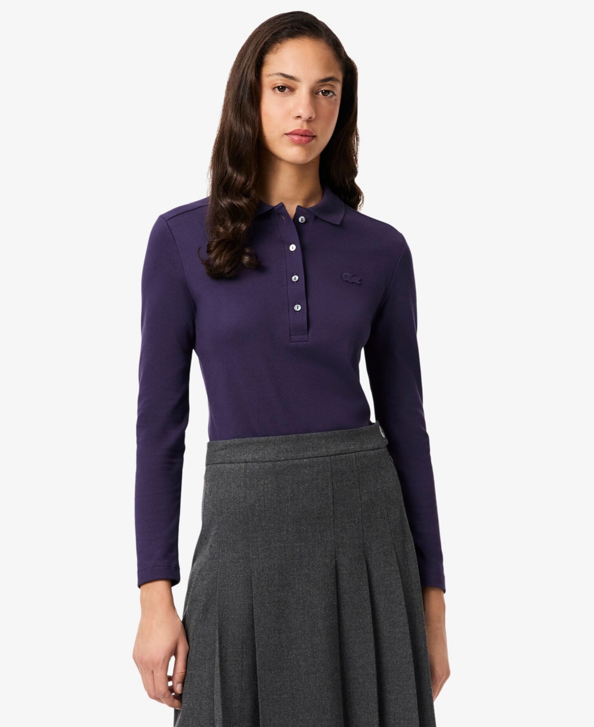 Lacoste Usa Women's Slim-fit Long Sleeve Top In Purple