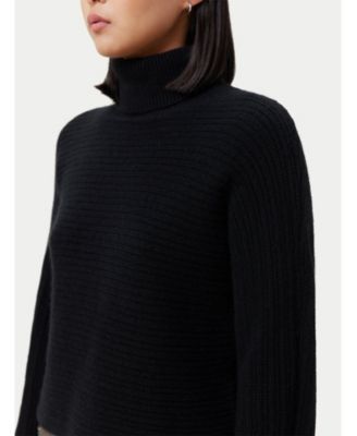 Women's Cashmere Cropped T-Neck Sweater