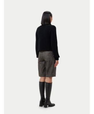 Women's Cashmere Cropped T-Neck Sweater