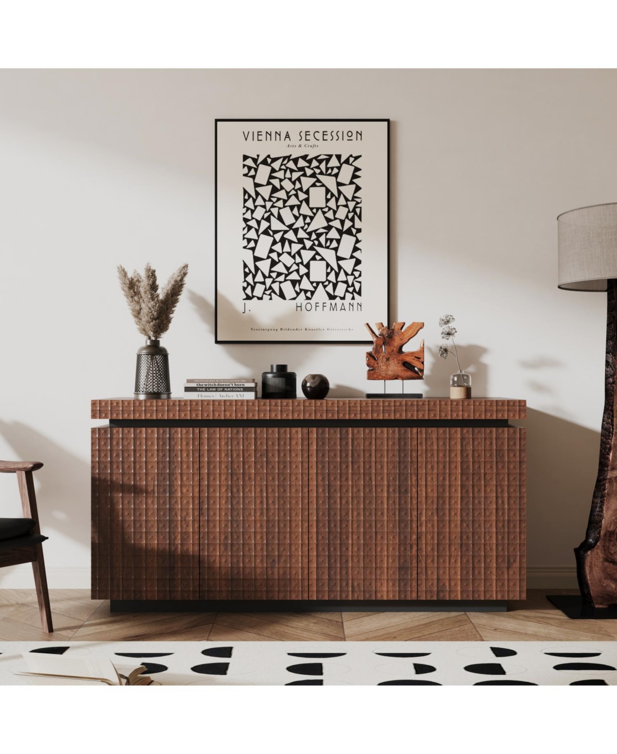 Streamdale Modern 4-Door Sideboard Buffet Cabinet (Brown)