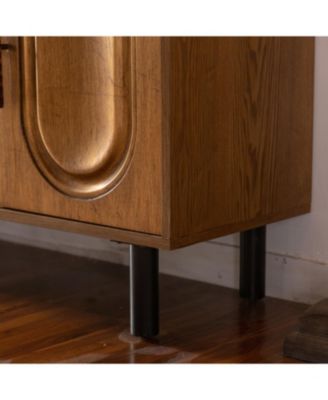 Sideboard Buffet Cabinet - Wood Kitchen Cabinet, Handleless 4-Door Console