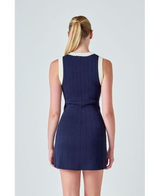 Women's Contrast Knit Mini Dress