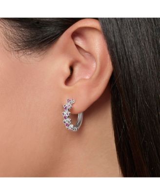 Mickey Mouse Endless Hoop Earrings Cubic Zirconia Disney Pink Hoops