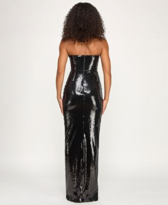 Women's Bow Sequin Strapless Long Gown