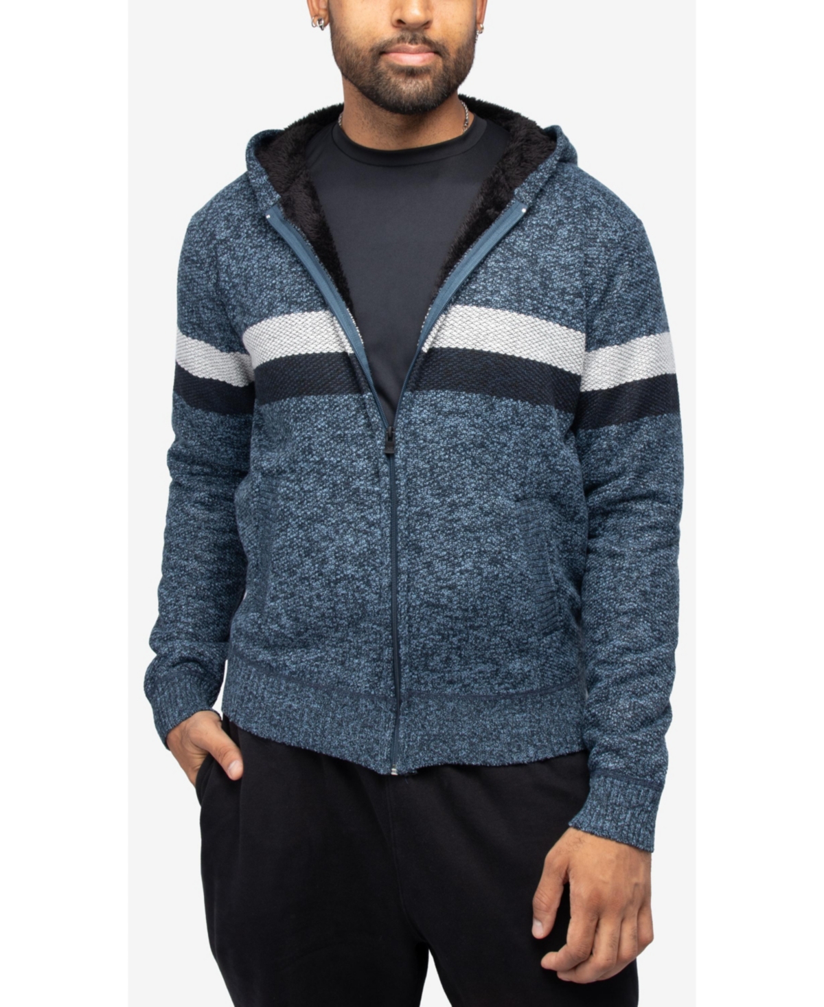 Xray Men's Zip Up Fleece Lined Cardigan Hooded Sweater