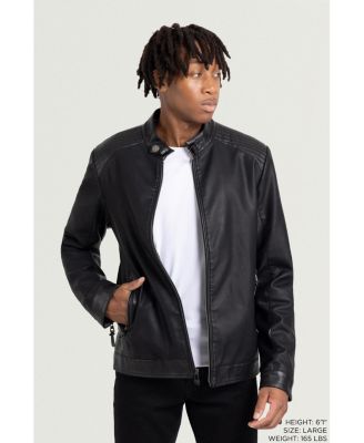 Men's PU Racer Jacket With Faux Shearling Lining