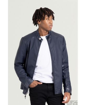 Men's PU Racer Jacket With Faux Shearling Lining