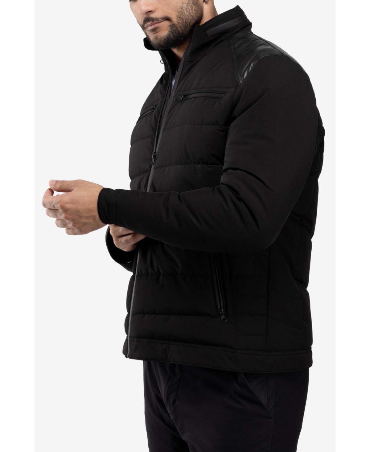Xray Men's Puffer Jacket With Pu Shoulder