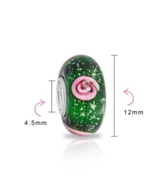 Murano Glass Charm Bead Sterling Core Floral Spacer