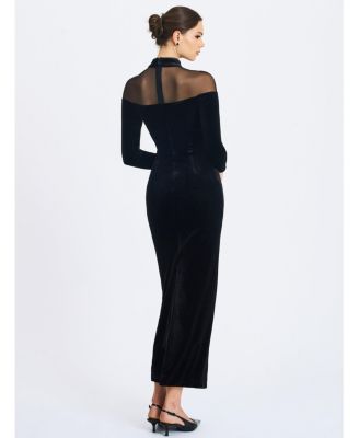Women's Blair Black Sheer Mock Neck Maxi Dress