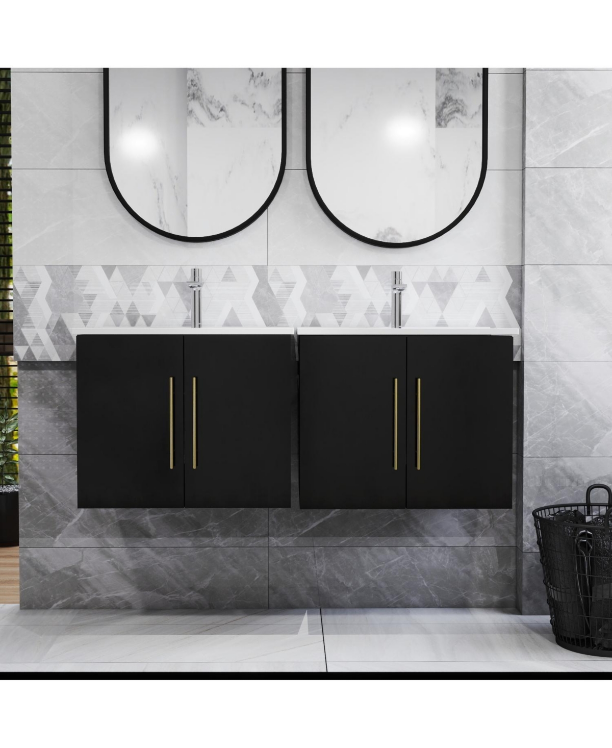 Streamdale 24" Black Bathroom Vanity w/ Sink, Gold Handle