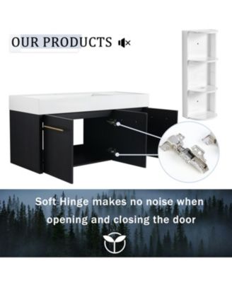  48" Wall-Mount Vanity, Resin Left Basin, KD-Package