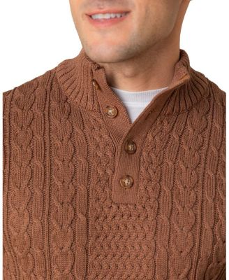 Men's Organic Mock Neck Cable Sweater