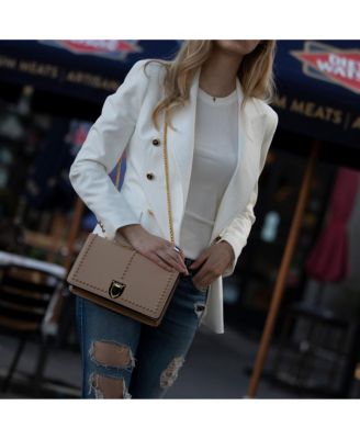 Leather Crossbody Purse Shoulder Bag  with Gold Chain Strap Evening Clutch Style