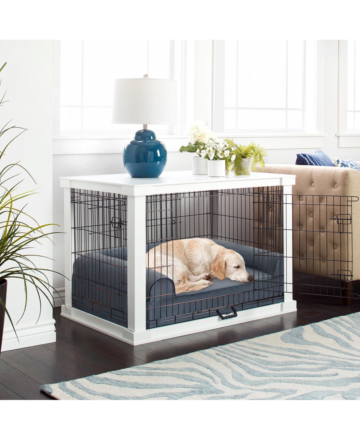 Gymax Cooling Gel Dog Bed for Large Dogs with Removable Bolsters & Washable Cover