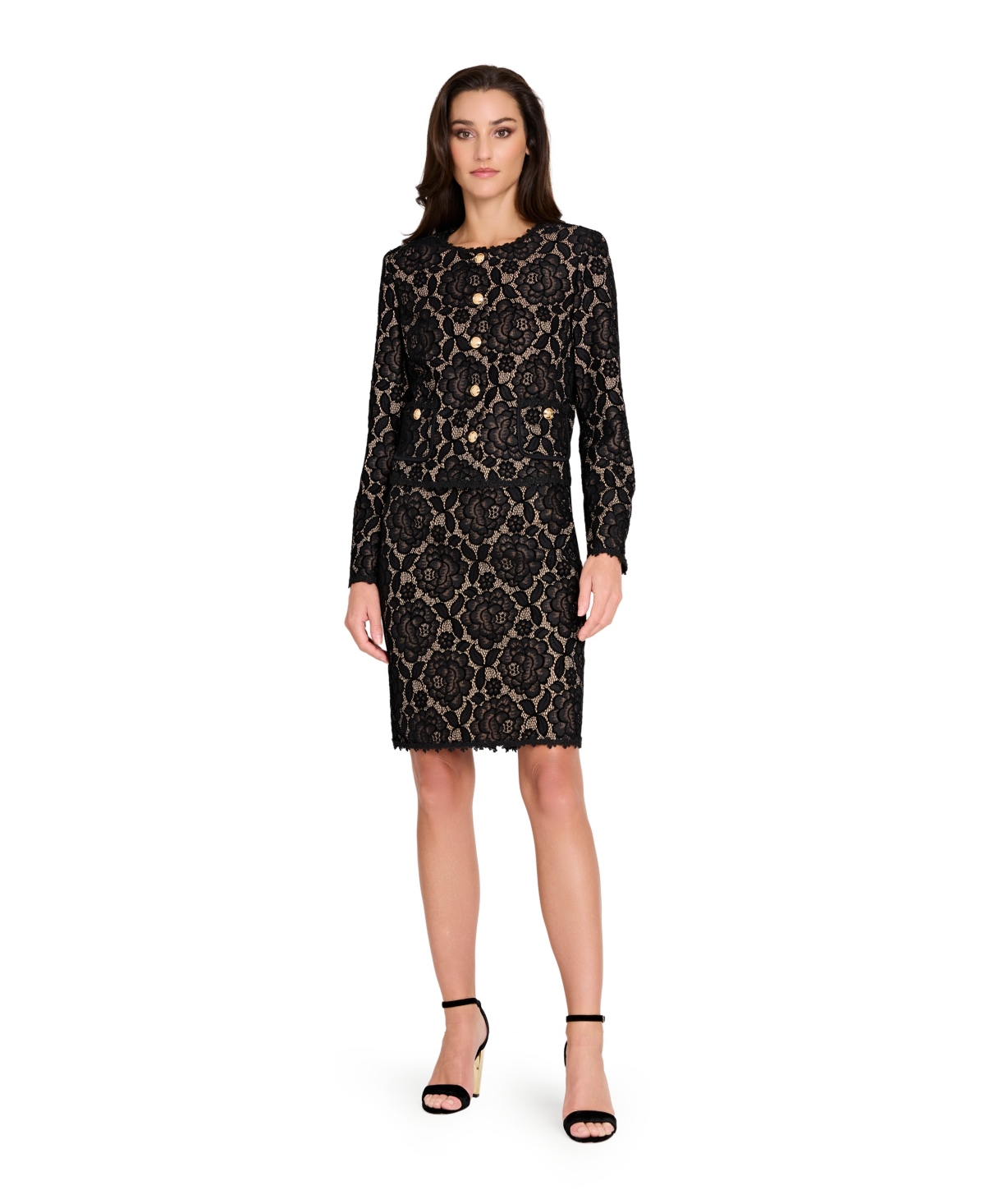 Tahari Asl Bonded Lace Miniskirt In Black