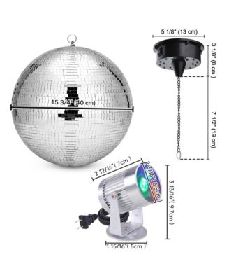 16" Large Disco Ball with Motor and Lights 6RPM Rotator & 2PCS 3W RGB Spotlights for 70s 80s Party DJ Bands Studio Event