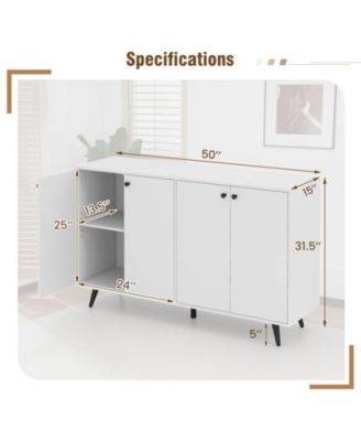 Buffet Sideboard Mid Century Modern 4-Door Storage Cabinet 50" Accent Cabinet