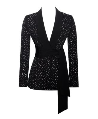 Women's Visionary Crystal Embellished Black Blazer Jacket