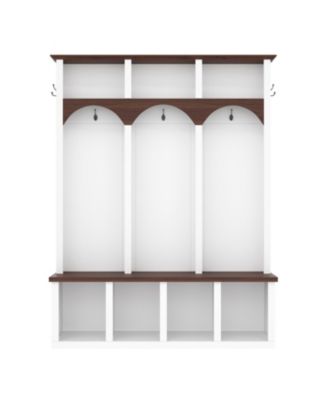 Farmhouse Hall Tree Bench Shoe Cabinet