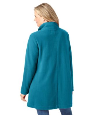 Plus Size Fleece Swing Funnel-Neck Coat