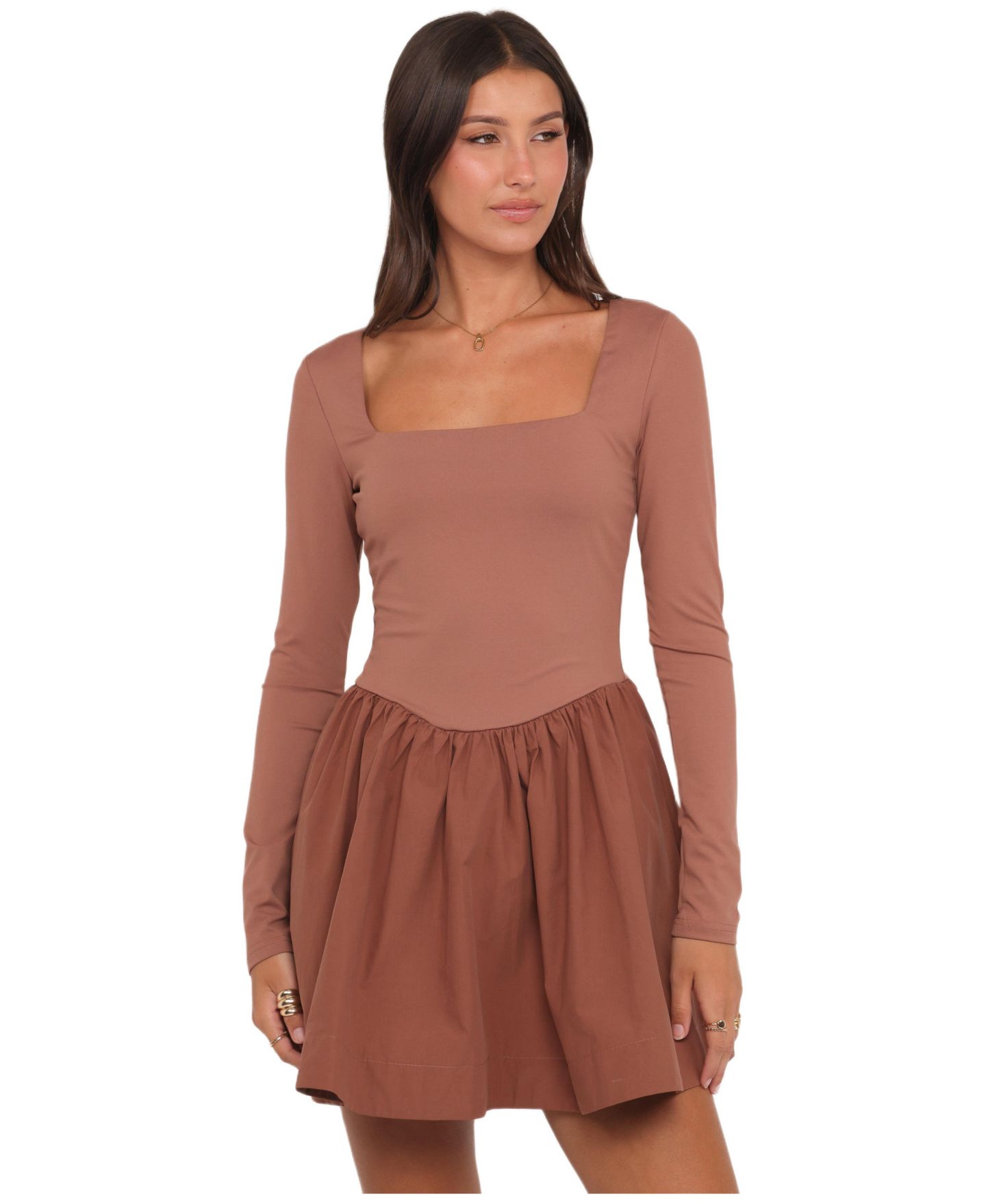 Женское платье Petal and Pup Sheena Long Sleeve Mini, цвет: Мокко — фото 1