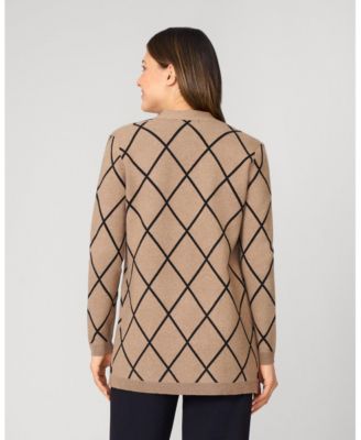 Women's Open Front Argyle Cardigan
