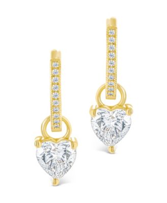 Sterling Silver Eugenia Heart Cut CZ Dangle Micro Hoops