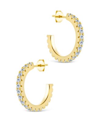 Sterling Silver Eleri CZ Tube Hoops - .75"