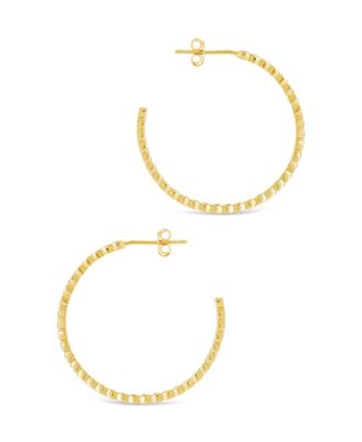 Sterling Silver Bezel Statement Bubble Hoops - 1"