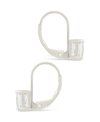 Sterling Silver Princess Cut French Clip Earrings