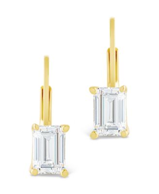 Sterling Silver Emerald Cut French Clip Earrings