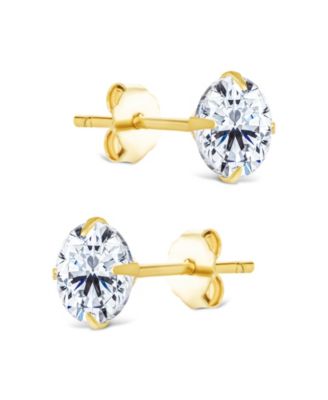 Sterling Silver Round Cut Prong Set Stud Earrings