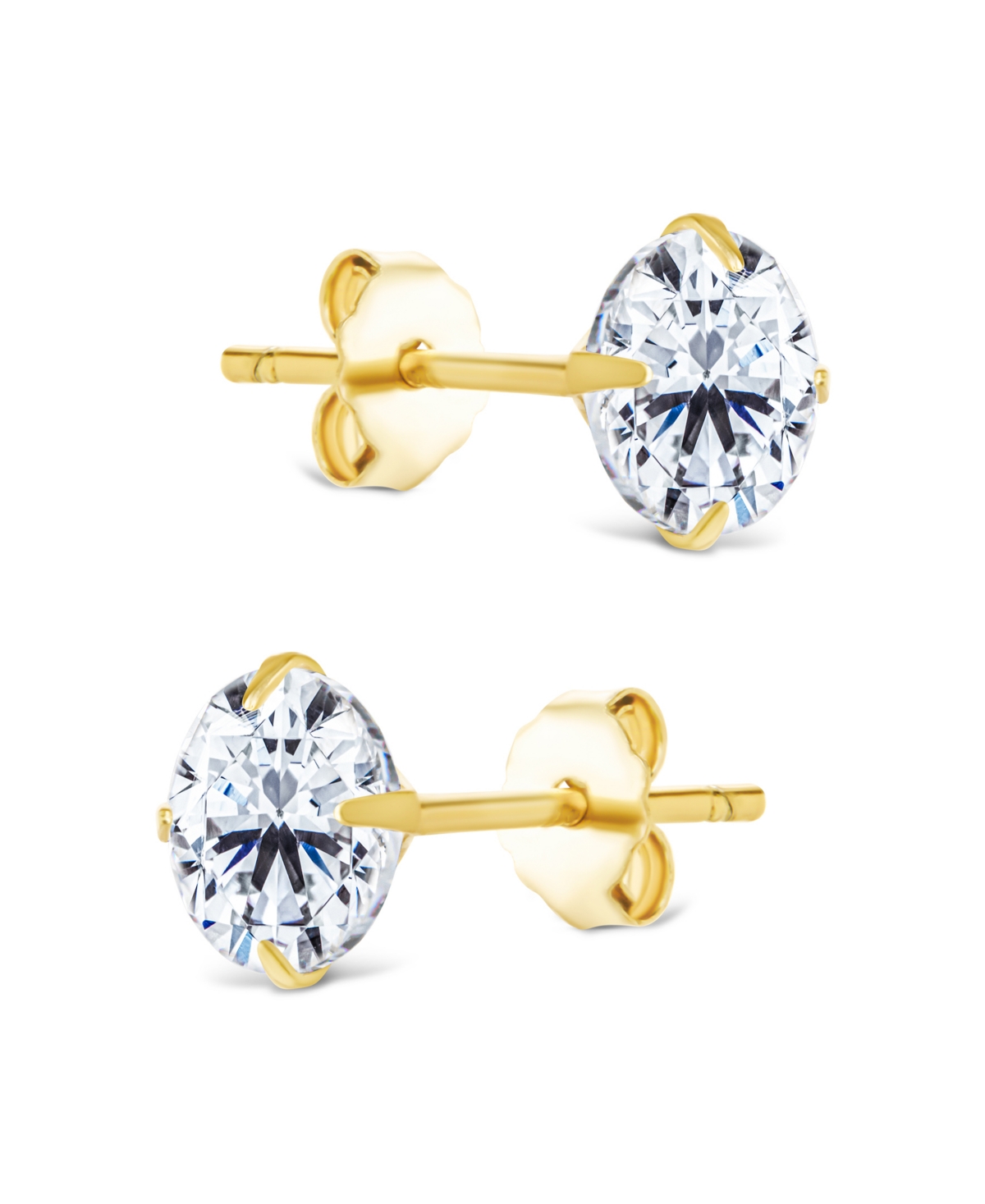 Sterling Forever Silver Round Cut Prong Set Stud Earrings