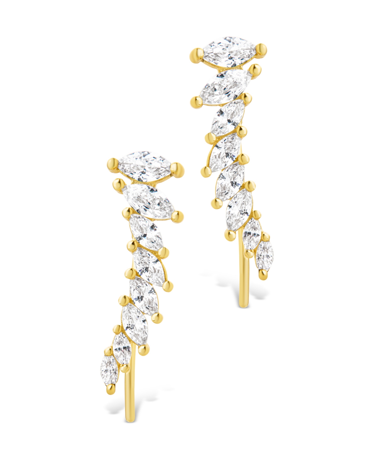 Sterling Forever Silver Skye Cz Threader Crawler Earrings