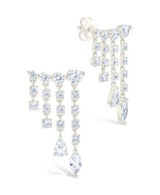 Sterling Forever Sterling Silver Adrian Cz Waterfall Statement Studs - Silver