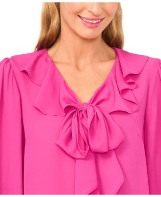 Women's Ruffle Tie V-Neck Top