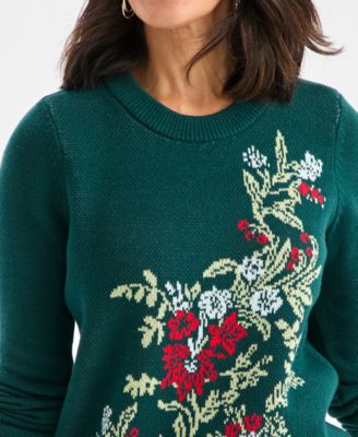 Petite Whimsy Floral Long Sleeves Pull-On Sweater, Macy's Exclusive