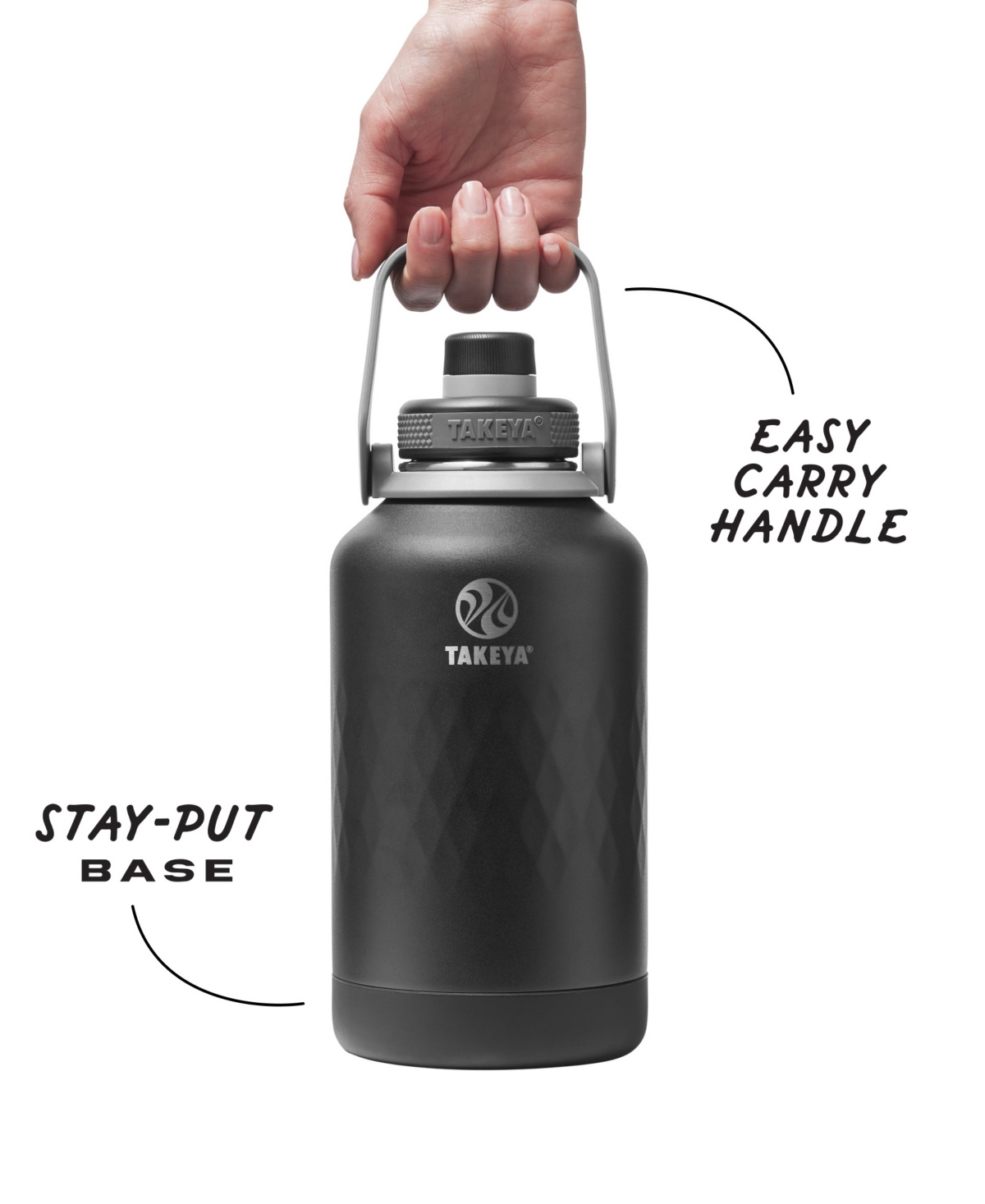 Takeya Sport 64 Oz. Triple-insulated Water Bottle With Spout Lid In Black
