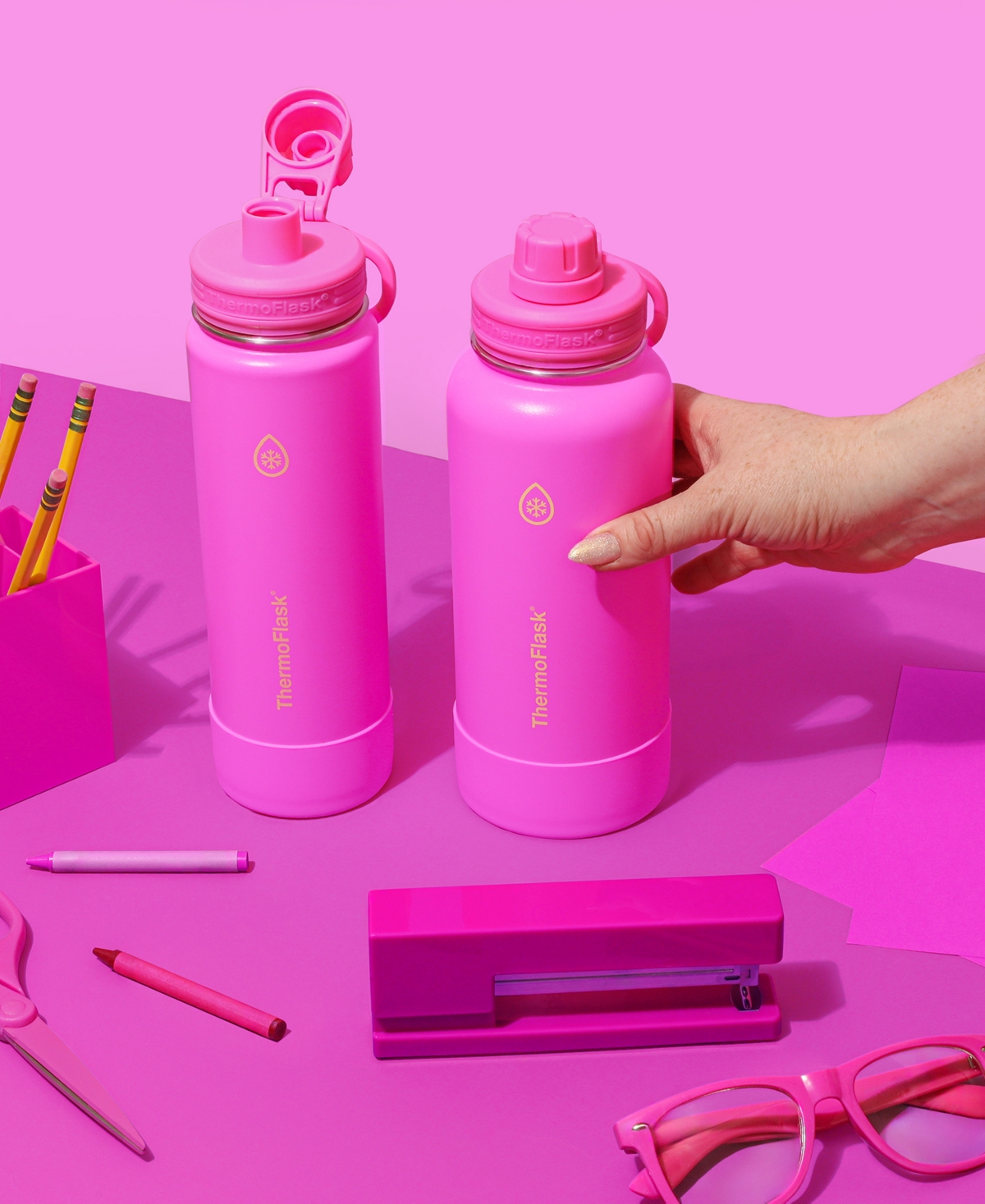 Thermoflask 32 Oz. Double Wall Vacuum Insulated Water Bottle With Spout Lid In Pink