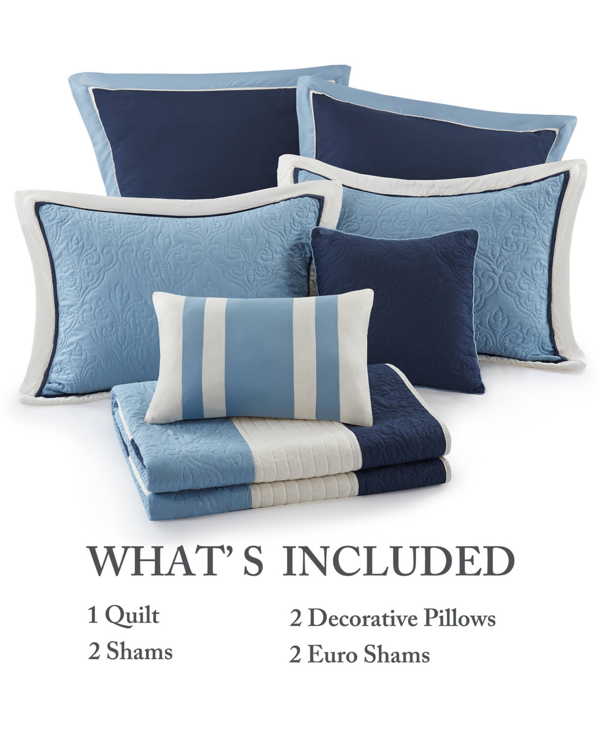 Madison Park Attingham 7-pc. Quilt Set, Full/queen In Blue