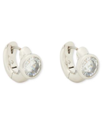 Cubic Zirconia Round Huggies Earrings