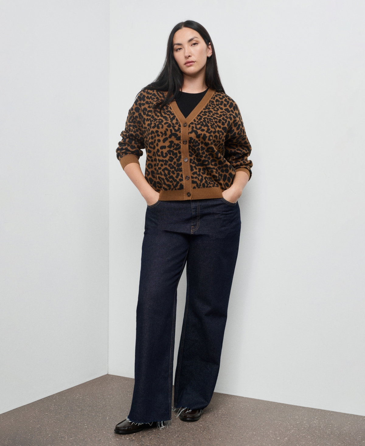 Mango Women's Leopard Knit Cardigan In Brown