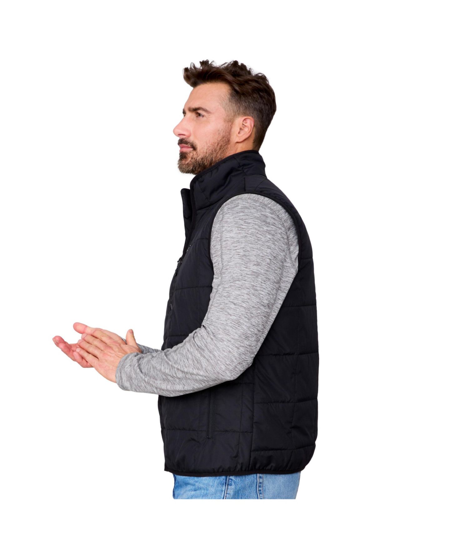 Мужской жилет Free Country Maple Creek IV Box Quilted Puffer, цвет: Чёрный — фото 5