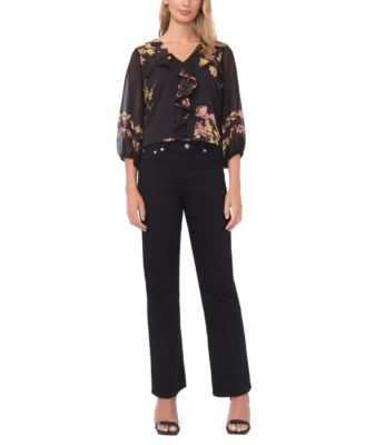 Women's 3/4-Sleeve Front Ruffles Top