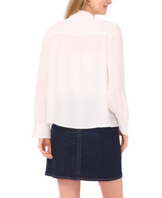 Women's Front Tie And Pintuck Long-Sleeve Top