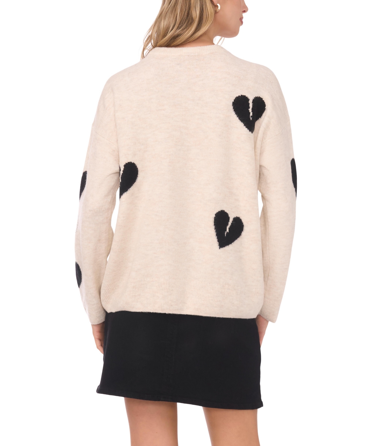 Vince Camuto Many Hearts Rhinestone Crewneck Sweater