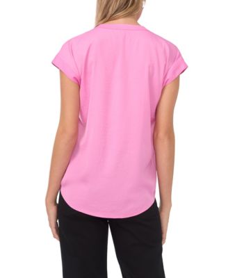 Women's V-Neck Front Placket Blouse Top