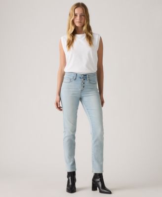 Women's 724 High Rise Rhinestone Button Fly Straight Leg Jeans